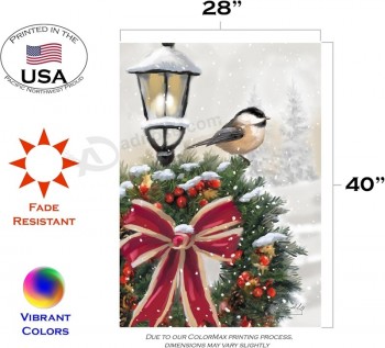Sneeuwkrans Wintervlag 28x40 Inch Dubbelzijdig voor Buiten Kerst Huis Yard Decoratie