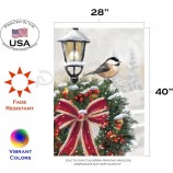 Snowy Wreath Winter Flag 28x40 Inch Double Sided for Outdoor Christmas House Yard Decoration