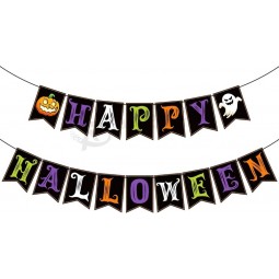 Halloween Decorations - Happy Halloween Banner | Halloween Party Decorations for Indoor Outdoor - Halloween Backdrop Garland for Outside