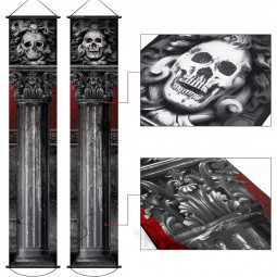 2 Piezas De Halloween Banners De La Mansión Gótica Carteles De La Calavera De Halloween Colgantes Con Bienvenida Mortal Tonto Cartel Del Porche Halloween Espeluznante