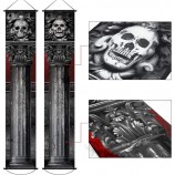 2 pièces Halloween gothique manoir bannières Halloween crâne suspendu bannières avec bienvenue Stupide Mortels porche signe Spooky Halloween