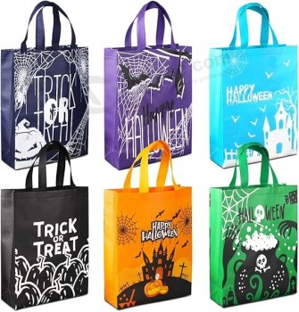 6PCS Halloween Trick or Treat Bags, Halloween Tote Bags with Handles, Large Gift Bags, Multifunctional Non-Woven Bags for Gifts Wrapping