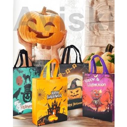 8 piezas de bolsas de truco o trato de Halloween, bolsas de mano de Halloween con asas, bolsas de regalo grandes, bolsas de Halloween no tejidas multifuncionales