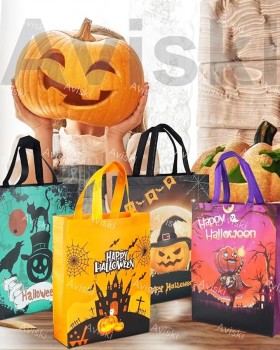 8PCS 할로윈 트릭 오어 트릿 가방, 손잡이가 있는 할로윈 토트백, 대형 선물 가방, 다기능 부직포 할로윈 가방