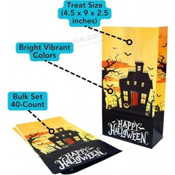 Ikonisch Halloween Leckerli Papiertüten, 40er-Pack 2 Designs Süßes oder Saures Party Gunst Goodie Snack Säcke Süßigkeiten, Popcorn, Geschenke, Kekse