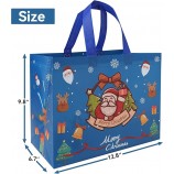 Grandi sacchetti regalo di Natale con manico, sacchetti riutilizzabili in tessuto non tessuto per le feste, borse tote rosse, verdi e blu per le bomboniere natalizie