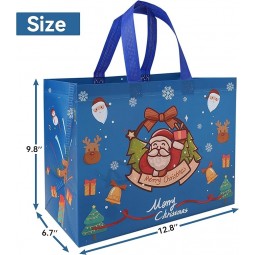 Große Weihnachtsgeschenktüten mit Henkel, wiederverwendbare Weihnachtstüten aus Vlies, rote, grüne und blaue Tragetaschen für Weihnachtsparty-Gastgeschenke
