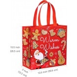 Sacchetto regalo di Natale con manici - Medie dimensioni 10,5 x 5 x 10,5 pollici - Design natalizio rosa e verde, perfetto per i sacchetti regalo di Natale