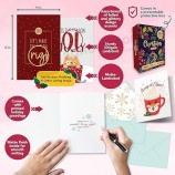 100 confezioni di cartoline di Natale in scatola con buste e adesivi, 100 disegni unici con stampato all'interno di cartoline di Natale alla rinfusa