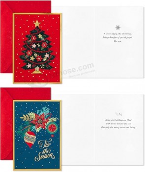 Assortimento di cartoline natalizie in scatola Hallmark, pellicola festiva (40 carte e buste)