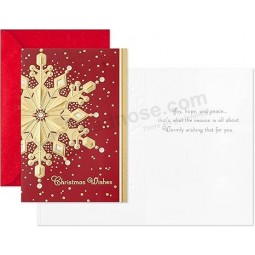 Biglietti di auguri in scatola Hallmark, fiocco di neve rosso e oro (40 biglietti con buste)