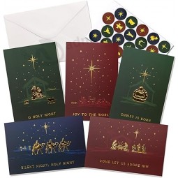 Bellissime cartoline di Natale Set di 20 con disegni religiosi - incl. buste sfuse, adesivi abbinati e scatola di immagazzinaggio
