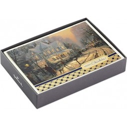 Hallmark Thomas Kinkade in scatola cartoline di Natale assortimento, scene innevate (3 disegni, 24 carte con buste)