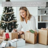 Hermosas etiquetas modernas para regalos de Navidad - 48 etiquetas de papel de calidad con cuerda para personalizar sus regalos navideños - Difunda alegría y alegría