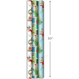 Dr. Seuss Grinch Papel de regalo para niños (3 rollos: 105 pies cuadrados ttl) para Navidad con azulejos azules, copos de nieve blancos, Cindy Lou Who, Max