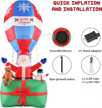 9 FT 크리스마스 Inflatables 옥외 훈장, Gingerbread 남자와 눈사람이 있는 다채로운 동적인 LED 점화된 산타