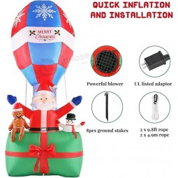 9 FT Gonfiabili di Natale Decorazione Esterna, Colorato Dinamico LED Illuminato Babbo Natale con Omino di Pan di Zenzero e Pupazzo di Neve