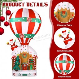 8 Ft Gonfiabili di Natale Casa di Pan di Zenzero con Babbo Natale e Palloncino Gigante Decorazioni Esterne Built-in Luci A LED Blow Up