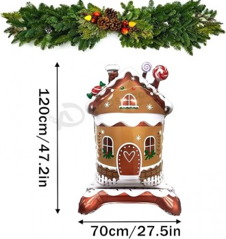 Balões de folha de Natal de 47 polegadas Balões de Natal Balões de folha de casa de doces para festa temática de Natal Casa de gengibre Festa de Ano Novo