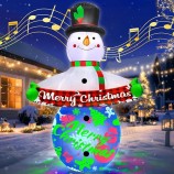 7FT Kerst Opblaasboten Decoraties met Ingebouwde Muziek & 360° Rotatie Kleurrijke Projector LED Licht Sneeuwpop Kerst Opblaas Yard