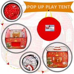 Kerstspeeltent voor kinderen, pop-up speeltent met kerstthema, speelhuis indoor outdoor opvouwbare draagbare speeltent voor jongens en meisjes