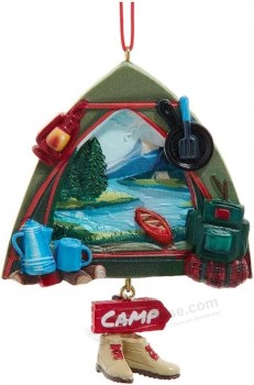 The Bridge Collection Camping Tent and Accessories Ornament - 3.75" Resin Camping Theme Christmas Tree Ornament - Camp Tent Ornament