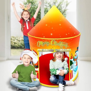 子供のためのクリスマステント、屋内遊びのための小さなポップアップテント、安定化ロッドとキャリーバッグ、簡単にインストールできる幼児の