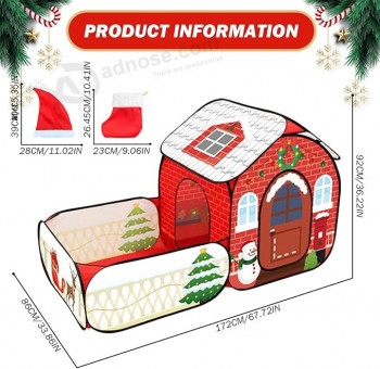 Speeltent voor kinderen, opvouwbaar kerstspeelhuis voor kinderen met rupstunnel, Oxford stoffen peutertent, 68x34x36 interactieve tent voor kindercadeaus