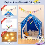 Kids Tent Play House,Boys Toddler Castle Playhouse Spaceship Tent,Outer Space Rocket Blue,39''x51''x51'' Playhouse Indoor&Outdoor