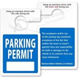 SmartSign (50 stuks) Inschrijfbare Parkeervergunning Hang Tag | 5 x 3 inch 35 mil Plastic, Standaard achteruitkijkspiegel Hang Tags, Blauw, Zwart en Wit