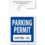 SmartSign (Pack of 10) Write-in Parking Permit | 5 x 3 inch 25 mil Plastic, Standard Rearview Mirror Hang Tags, Blue, Black and White