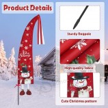 6 Pcs Merry Christmas Feather Flag Banner Outdoor Christmas Garden Flag Banner 5 ft Christmas Holiday Xmas Flag Yard