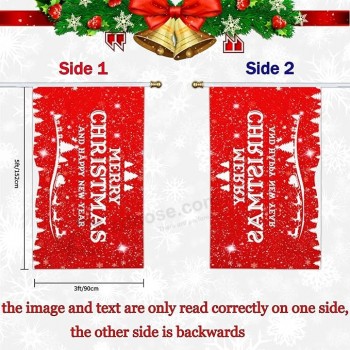 Bandiere di Buon Natale 3x5 Bandiere di Felice Anno Nuovo a doppia faccia all'aperto Bandiere di Natale per esterni Decorazioni per la casa di Natale Bandiere Striscioni