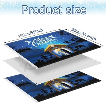 Nativity Christmas Flag 3x5, Double Sided Jesus Holy Night Christmas Garden Flag, Large Religious Merry Christmas Yard Flag