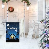 12 x 18インチクリスマス冬はイエスガーデンフラグデコレーションを信じています - 両面垂直素朴な聖夜の農家の休日の庭の旗