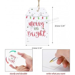 Etichette regalo di Natale con stringa, 50 pezzi allegre e luminose etichette con nome di Natale personalizzate, etichette di Natale rosse e verdi Boho per regalo di festa