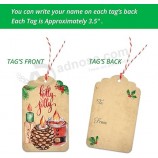 Etiquetas de Nome de Presente de Natal 60 Contagem com Cordão Desamarrado -15 Folhas Sortidas, Desenhos Impressos de e para Etiquetas para Embrulho de Presente de Natal