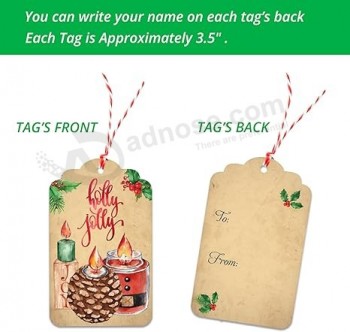 Weihnachtsgeschenk-Namensschilder 60 Stück mit ungebundener Schnur -15 sortierte Folie, gedruckte Designs zu und von Etiketten für die Weihnachtsgeschenkverpackung