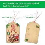 Etichette per regali di Natale 60 conteggi con stringa slegata -15 fogli assortiti, disegni stampati da e verso etichette per l'incarto del regalo di Natale