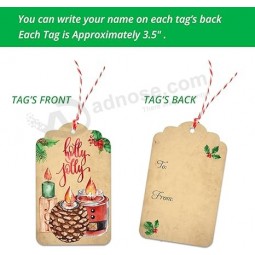 Etiquetas de nombre de regalo de Navidad 60 cuentas con cuerda desatada -15 Papel de aluminio surtido, diseños impresos hacia y desde etiquetas para envolver regalos de Navidad