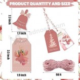 137 PCS Etiquetas de Presente de Natal Vintage com Corda de Cânhamo de 30m Feliz Natal Etiquetas de Papel Penduradas com Decoração de Corda para Árvore de Natal Natal