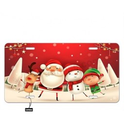 Matrícula delantera de coche de Navidad de gama alta personalizada Lindo Papá Noel Muñeco de nieve Reno y elfo Vehículos estándar de EE. UU. Coches de automóvil de pulgada Etiqueta
