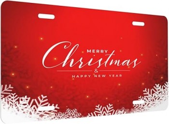 Aangepaste high-end kerst kentekenplaat Merry Christmas sneeuwvlokken kentekenplaat decoratieve auto voorplaat cover, metalen auto plaat