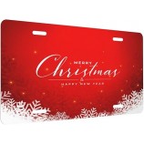 Placa de matrícula de Navidad de gama alta personalizada Feliz Navidad Copos de nieve Placa de matrícula Cubierta decorativa de la placa frontal del automóvil, placa de metal para 