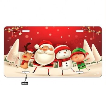 Custom high-end Christmas Car Front License Plate Cute Santa Claus Snowman Reindeer and