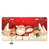 Matrícula delantera de coche de Navidad de alta gama personalizada Lindo reno de muñeco de nieve de Santa Claus y