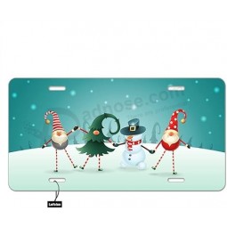 Custom high-end Front License Plate Christmas Friends, Cute Gnomes Xmas Tree and Snowman Auto Car Tag Vanity Plates Aluminum Novelty for Men
