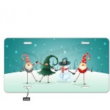 Placa de matrícula delantera de gama alta personalizada Amigos de Navidad, gnomos lindos Árbol de Navidad y muñeco de nieve Auto Car Tag Vanity Plates Novedad de aluminio para homb