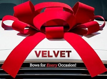 Wholesale custom high quality Big Red Velvet Car Bow, Giant 30" Bow, Non Scratch Magnet, Weather Resistant Vinyl