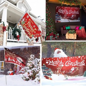 Frohe Weihnachten Flagge 3x5 im Freien doppelseitig - Frohe Weihnachten und frohes neues Jahr Flaggen lebendige Farbe Polyester Urlaub Flagge